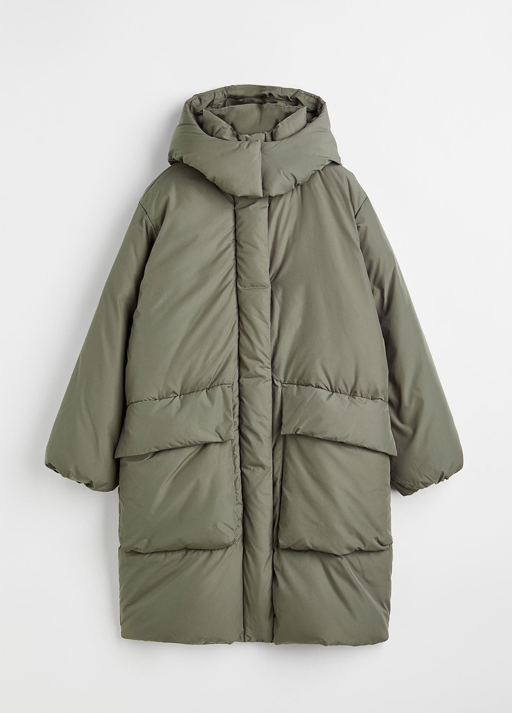 Оливкова (хакі) демісезонна куртка продовжена вільного крою H&M