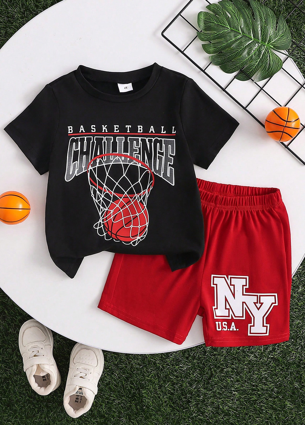 Черный летний комплект (футболка, шорты) SHEIN