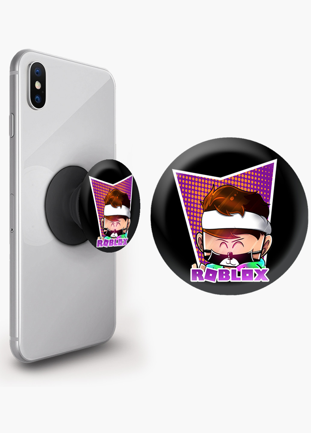 Попсокет (Popsockets) тримач для смартфону Роблокс (Roblox) (8754-1221) Чорний MobiPrint (216748235)