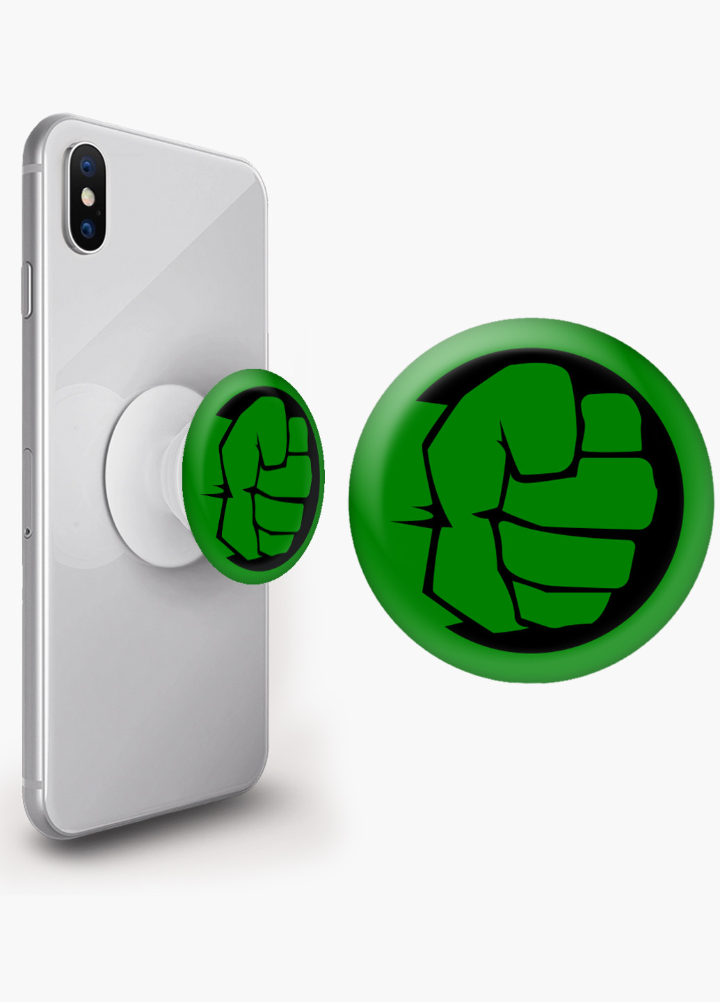 Попсокет (Popsockets) тримач для смартфону Халк Марвел (Hulk Marvel) (8754-1448) Чорний MobiPrint (216748491)