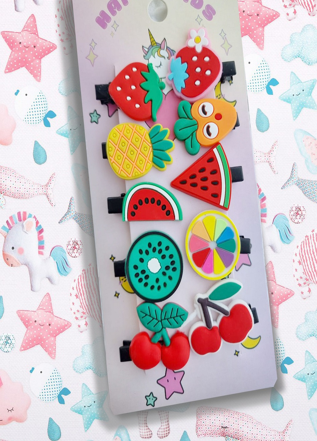 Детский набор заколок для волос Hair Accessories Clip 10 шт Happy Kids mix7 (252358221)
