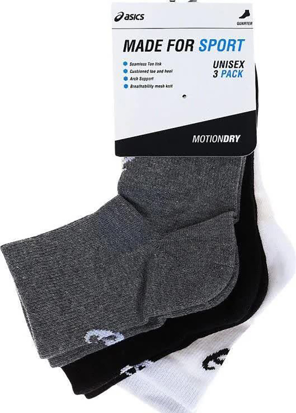Носки Quarter Sock 3-pack 43-46 white/gray/black 155205-0701 Asics (253683789)