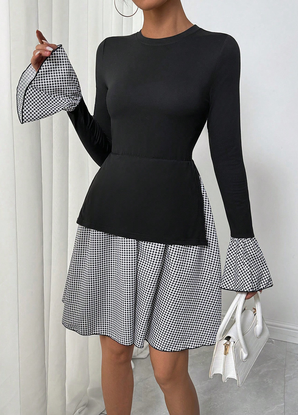 Комбінована кежуал сукня кльош SHEIN в клітинку