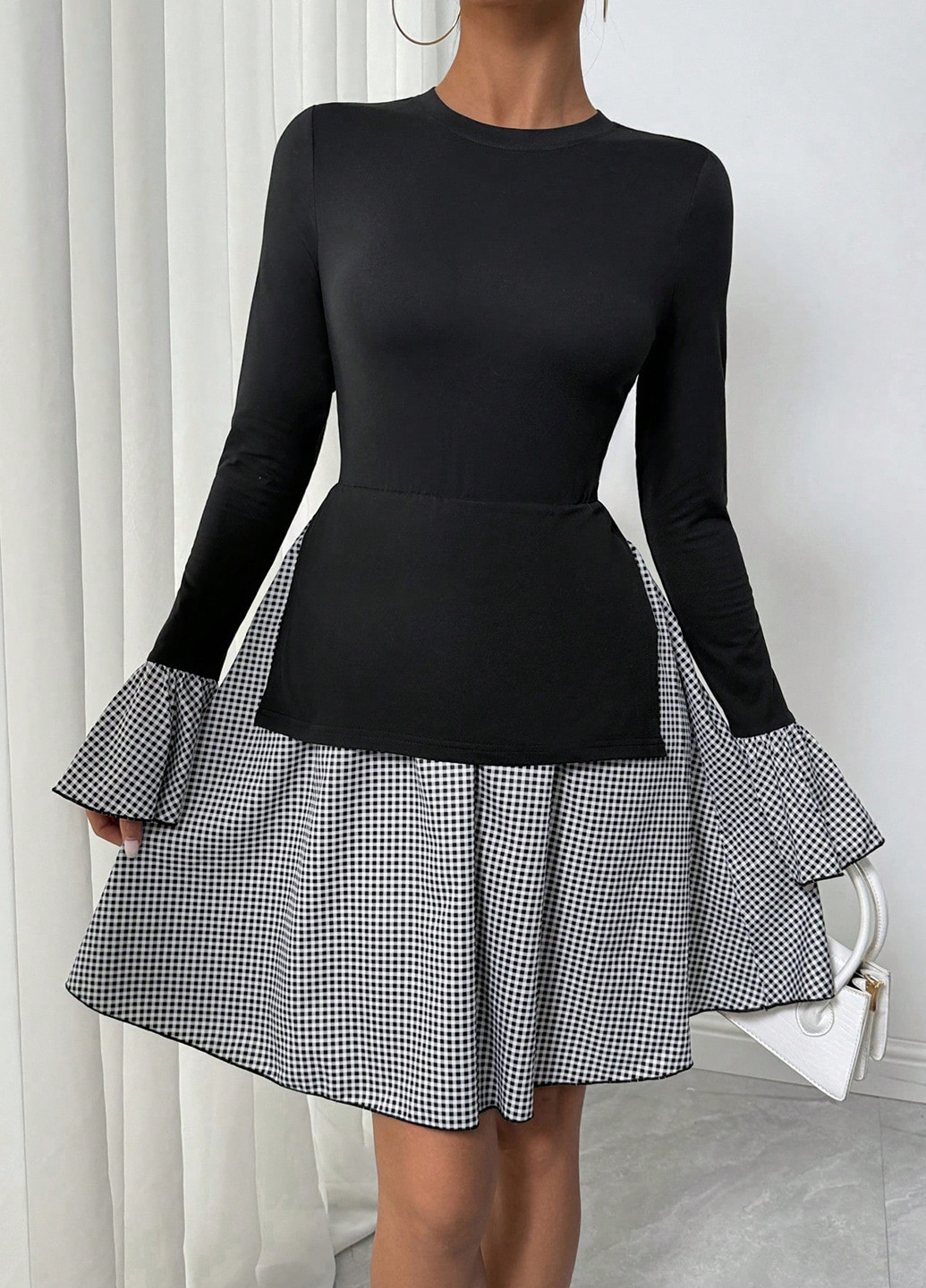 Комбінована кежуал сукня кльош SHEIN в клітинку