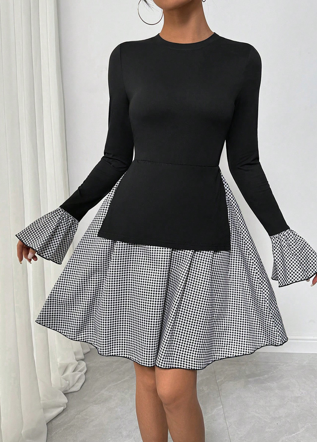 Комбінована кежуал сукня кльош SHEIN в клітинку