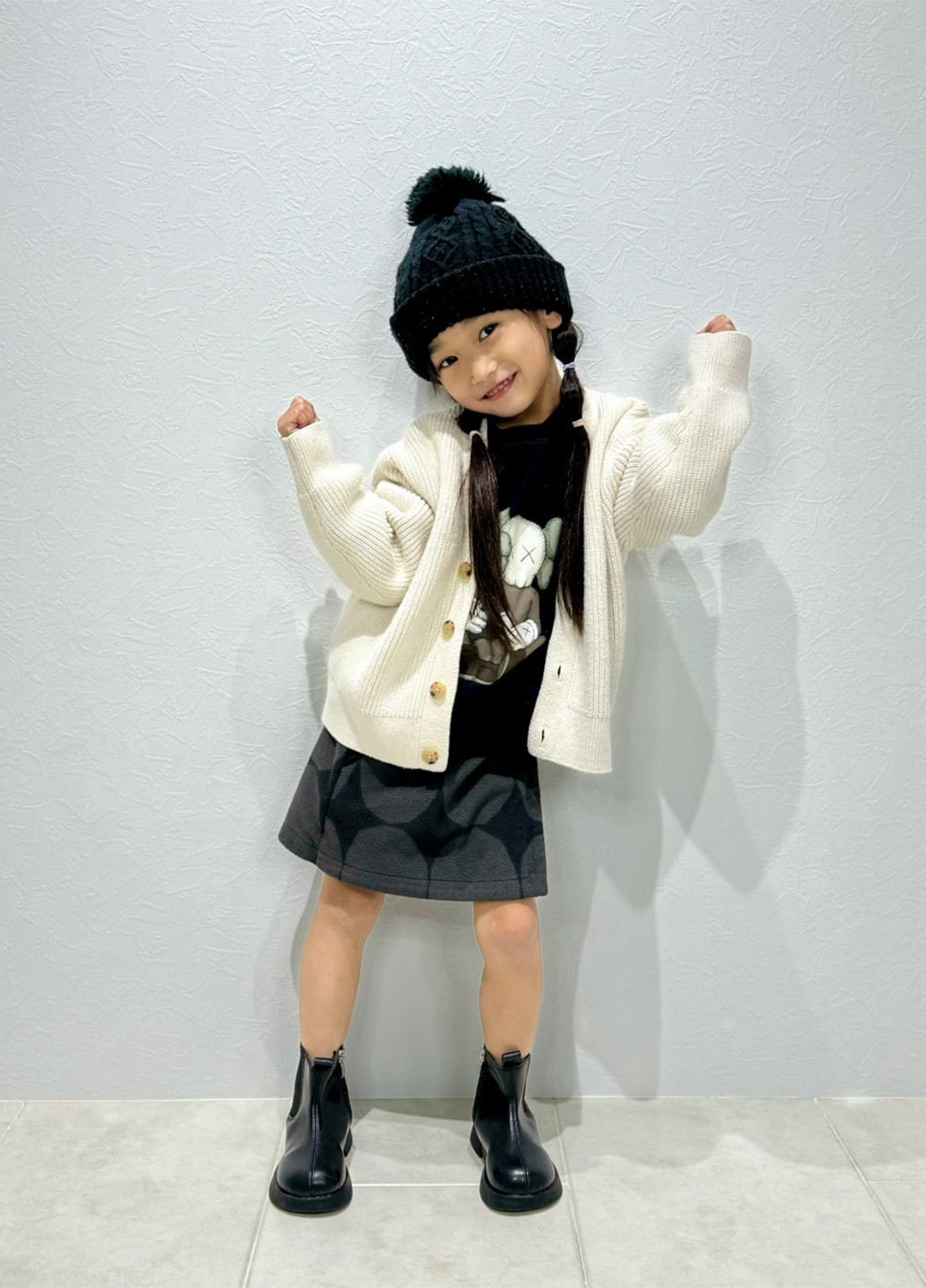 Черная кэжуал с геометрическим узором юбка Uniqlo на запах