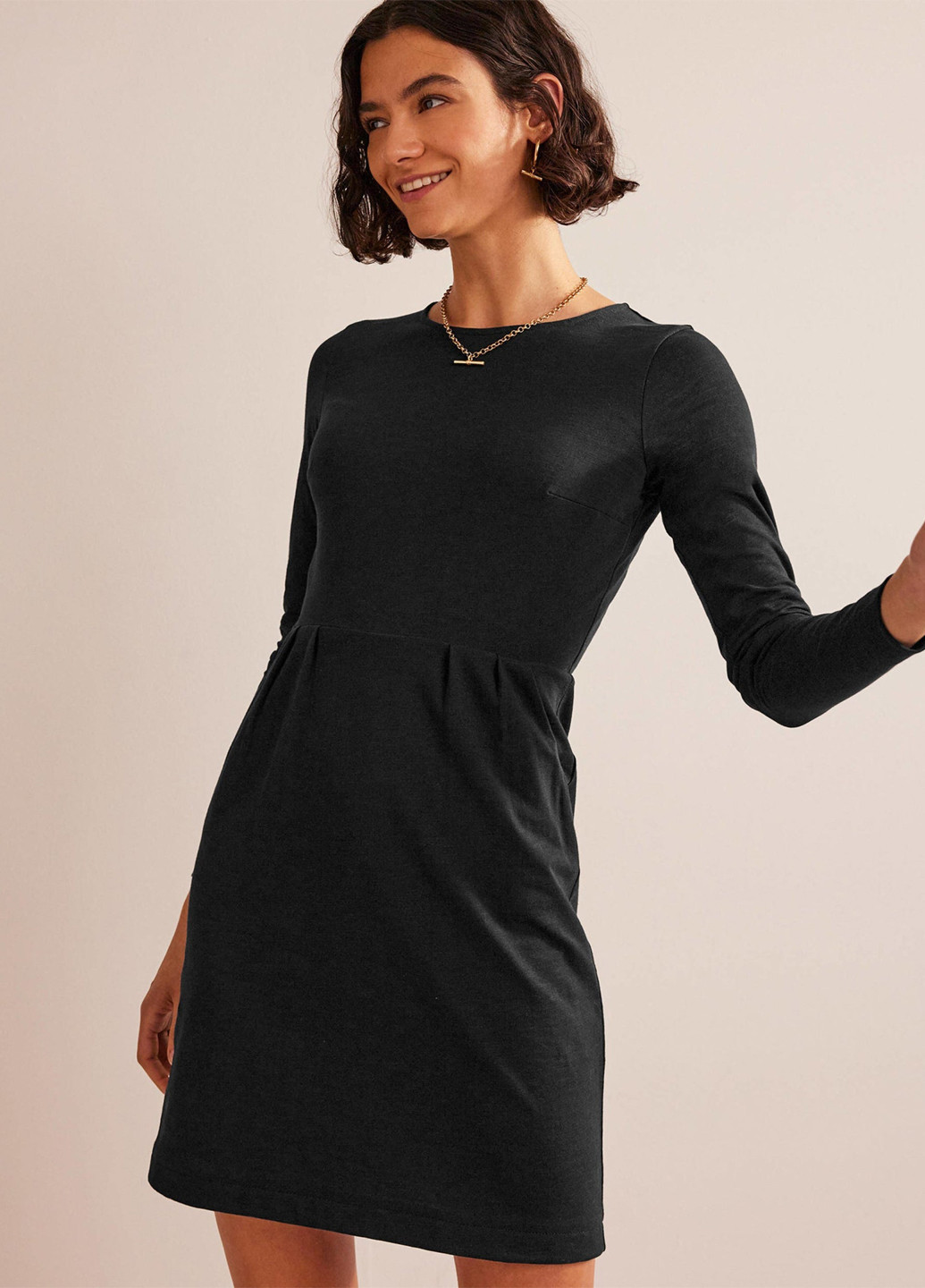 Черное кэжуал платье а-силуэт Boden однотонное