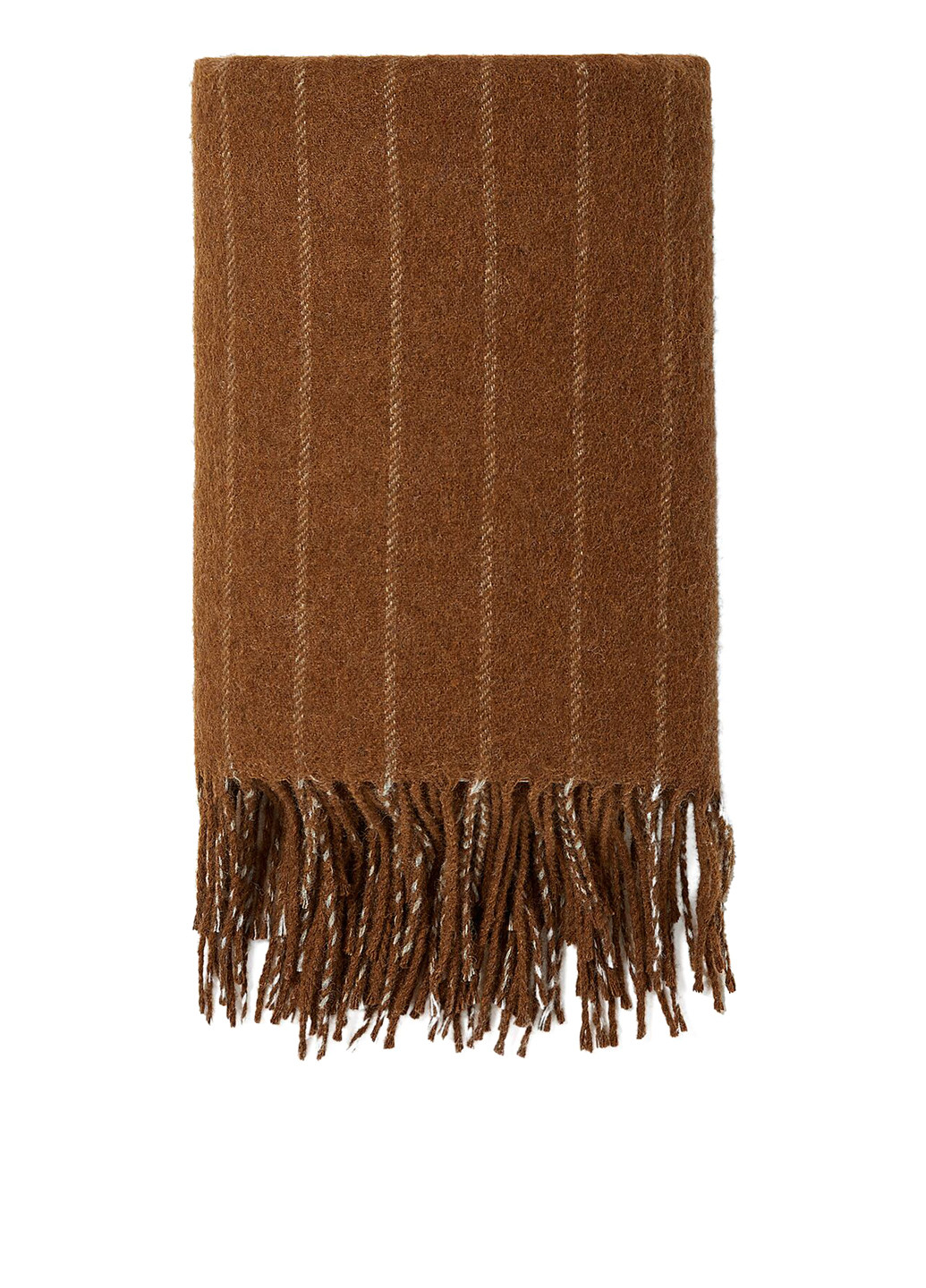 Шарф Zara полоска коричневый кэжуал полиэстер, шерсть