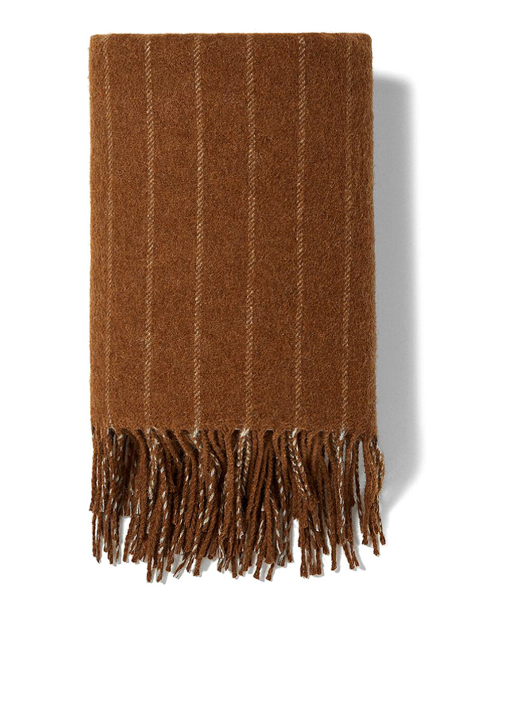 Шарф Zara полоска коричневый кэжуал полиэстер, шерсть