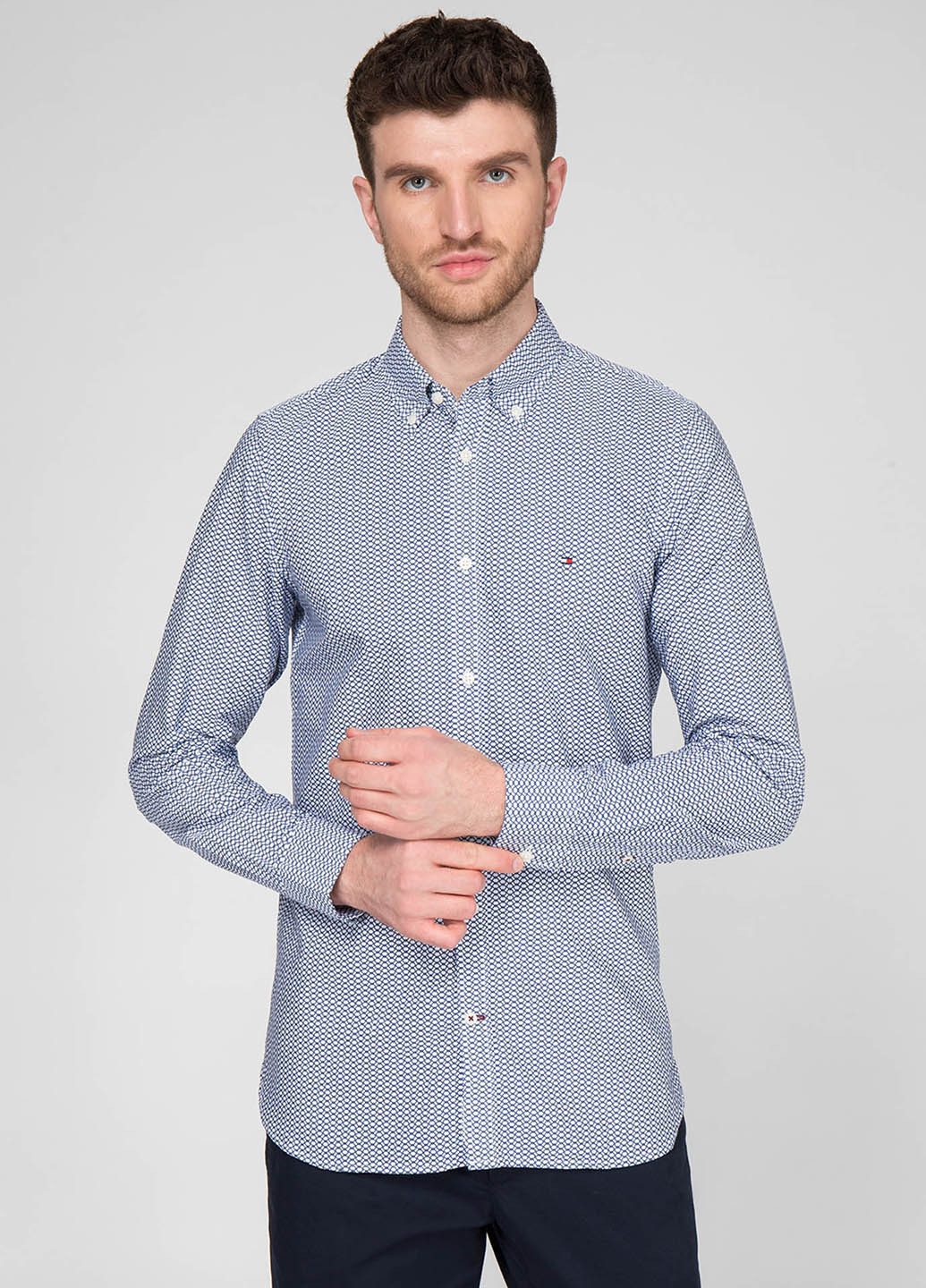 Синяя кэжуал рубашка в клетку Tommy Hilfiger