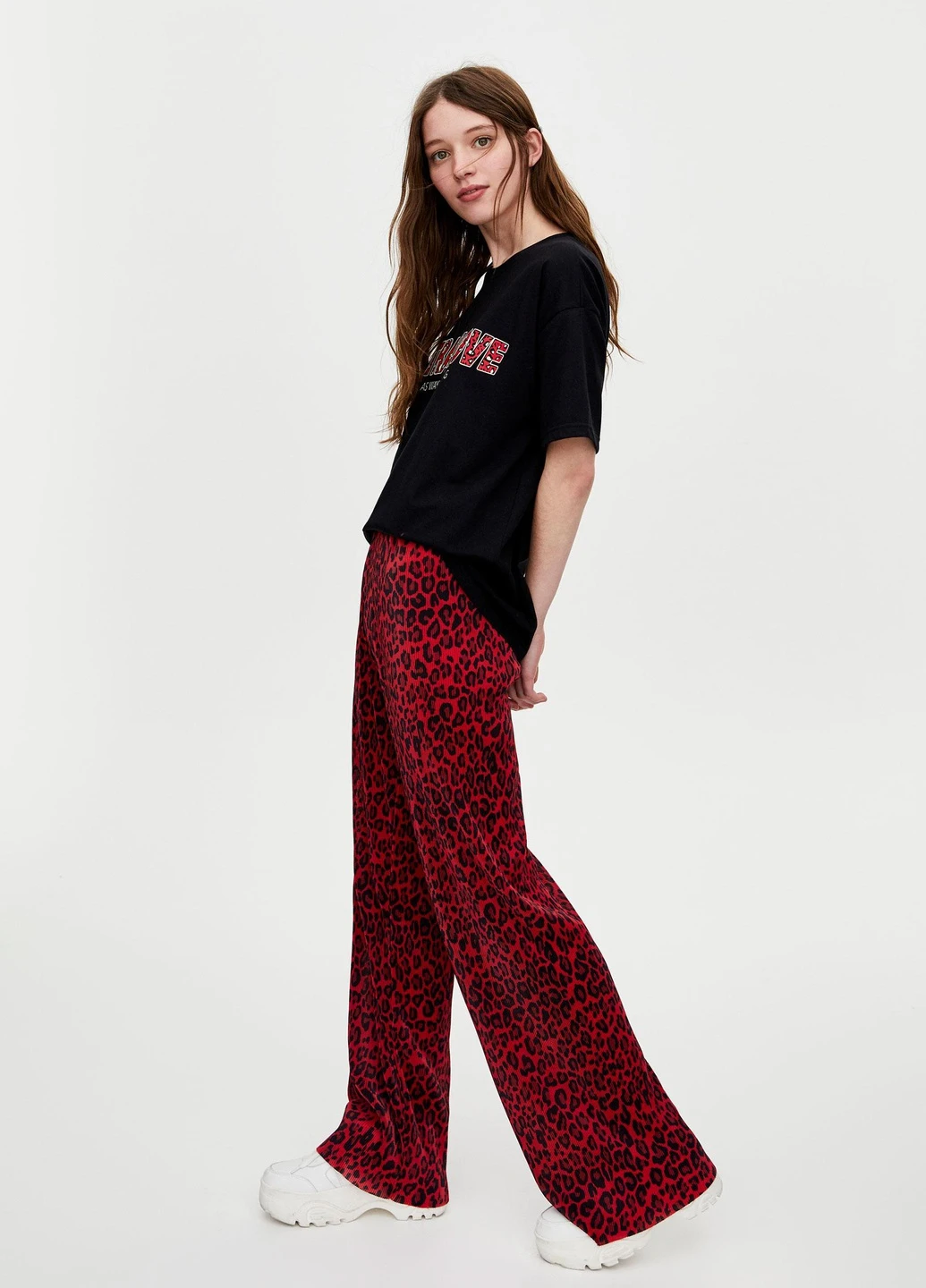 Штани демісезон,червоний в візерунки, Pull & Bear (254670088)