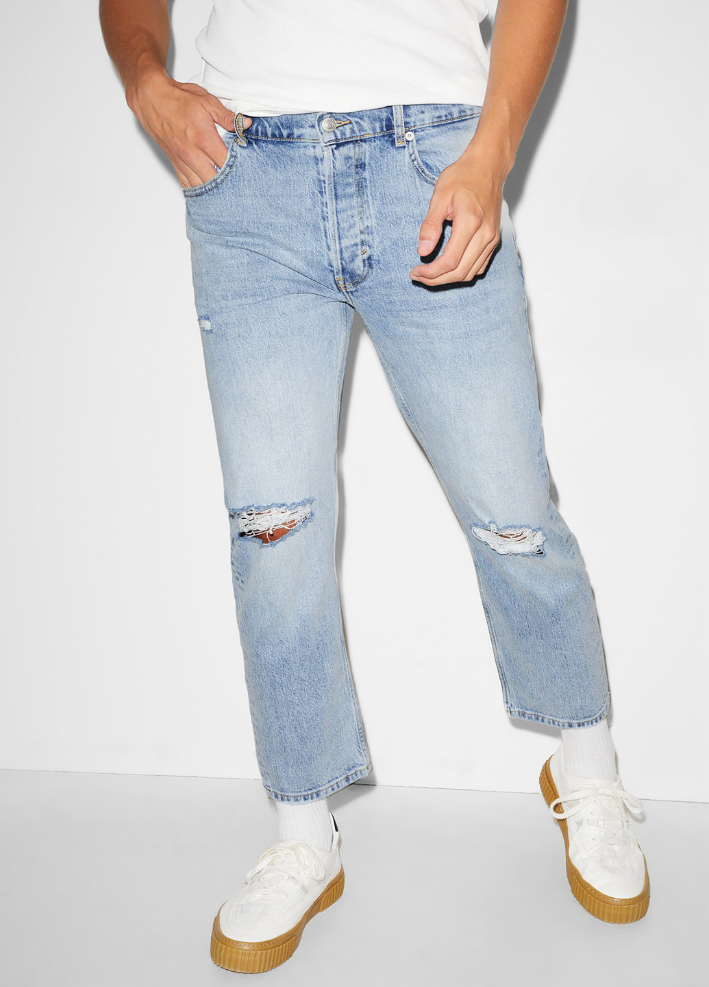 Голубые демисезонные регюлар фит джинсы C&A