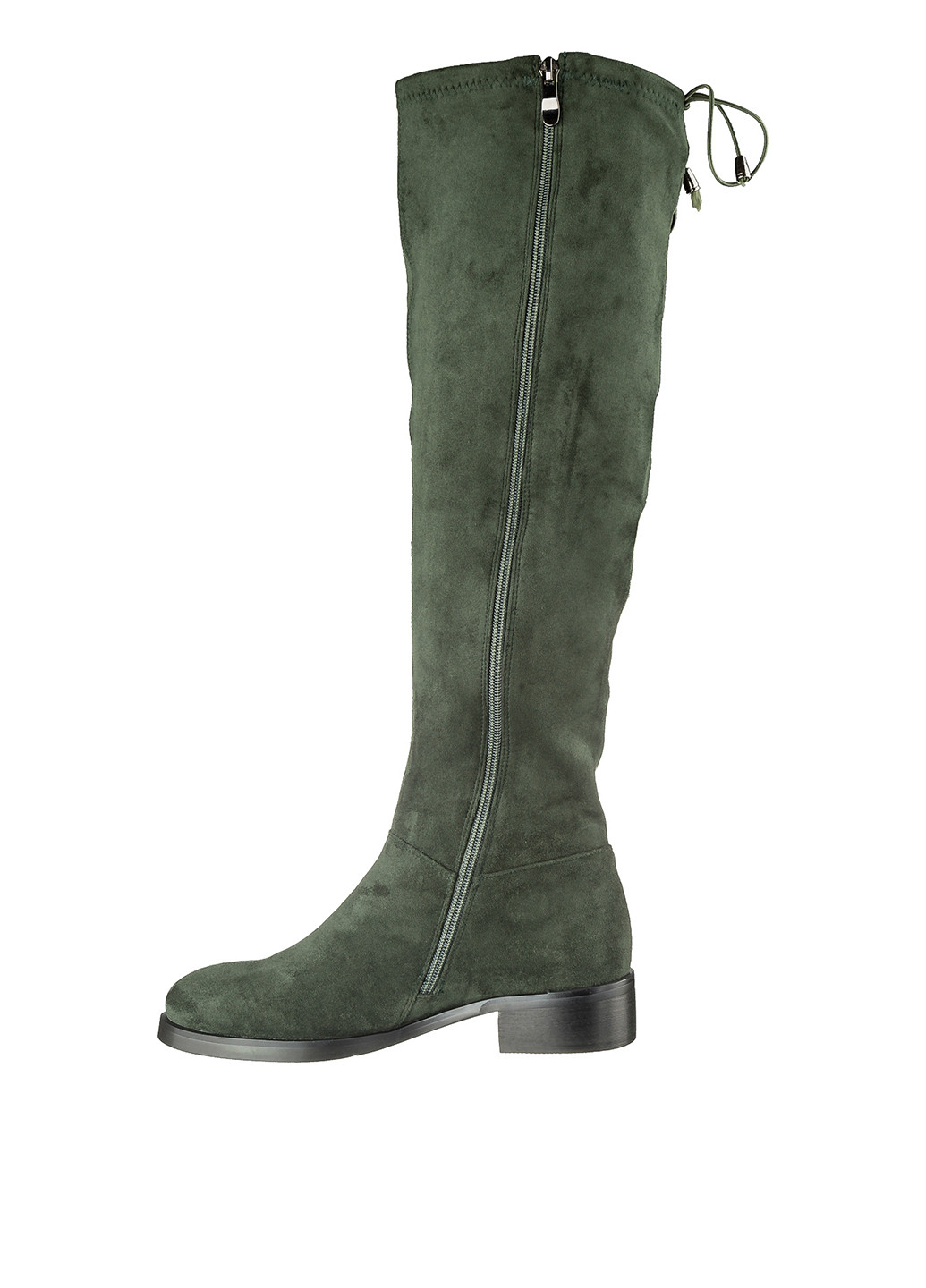 Зеленые осенние ботфорты Elche без каблука с шнуровкой