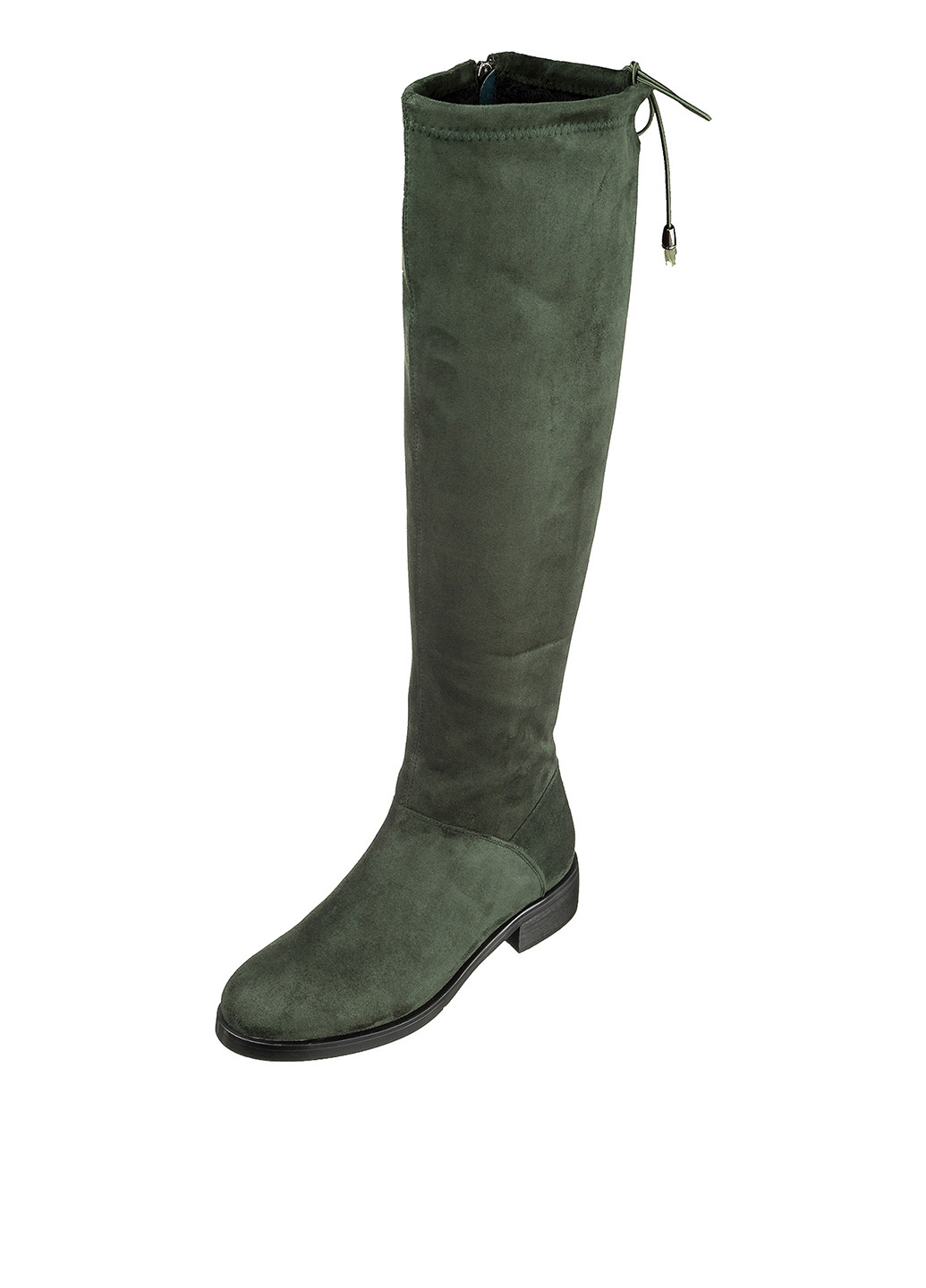 Зеленые осенние ботфорты Elche без каблука с шнуровкой
