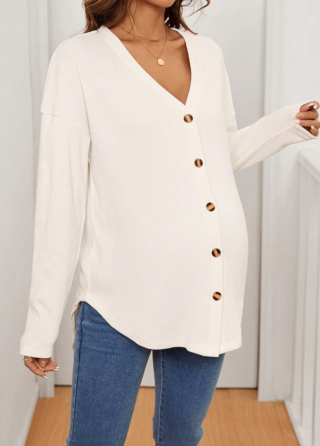 Молочный демисезонный кардиган SHEIN