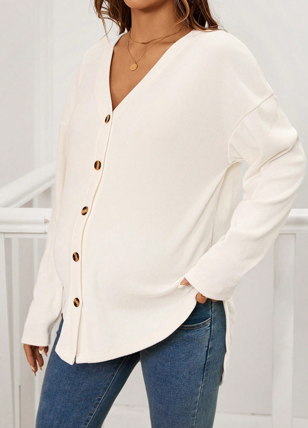 Молочный демисезонный кардиган SHEIN