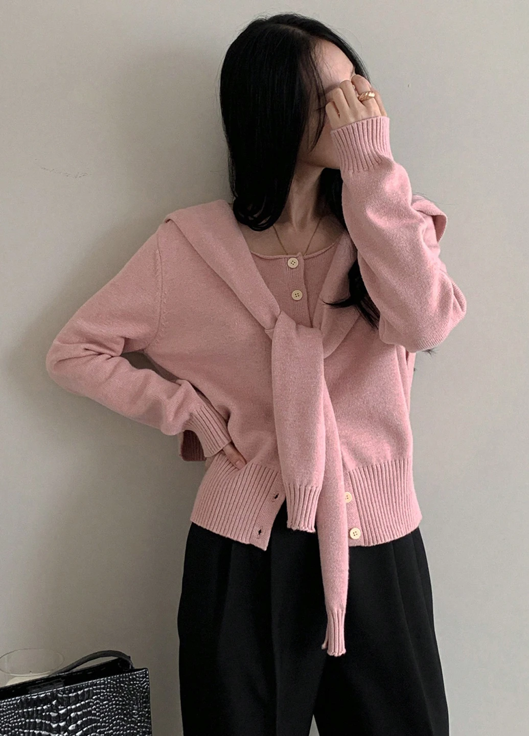 Светло-розовый демисезонный кардиган SHEIN
