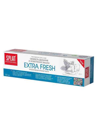 Для тела Биоактивная зубная паста "Свежесть дыхания и осветление эмали" Extra Fresh, 100 мл Splat (250298374)