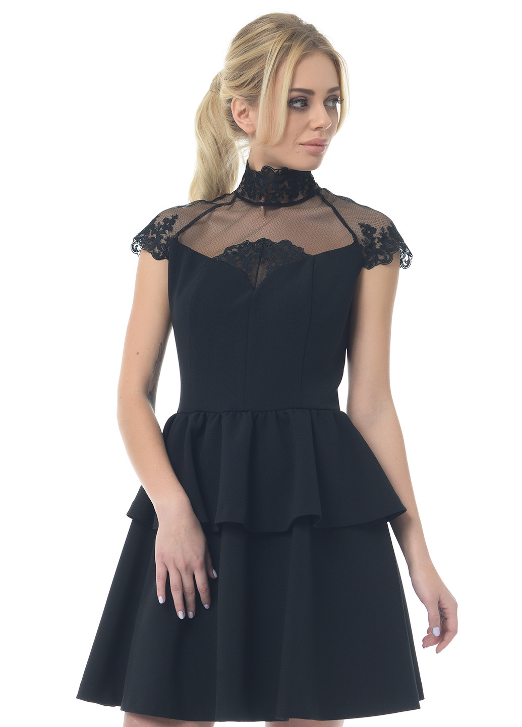 Черное коктейльное платье GENEVIE однотонное