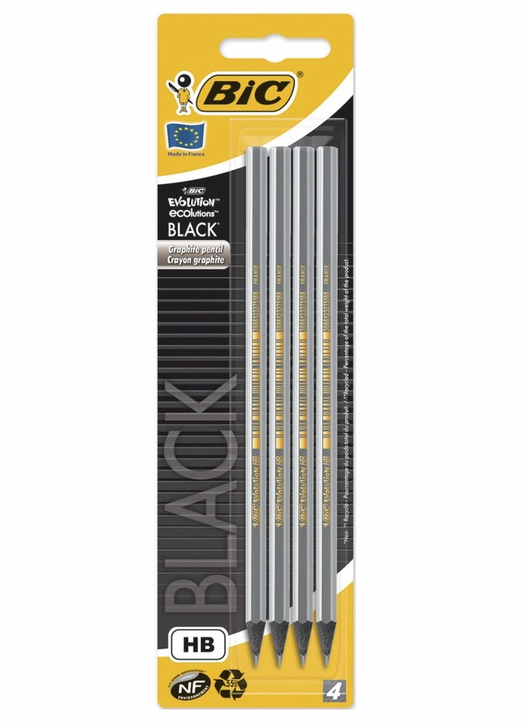 Набір олівців чорнографітних 4 шт шестикутних HB Bic (248407741)
