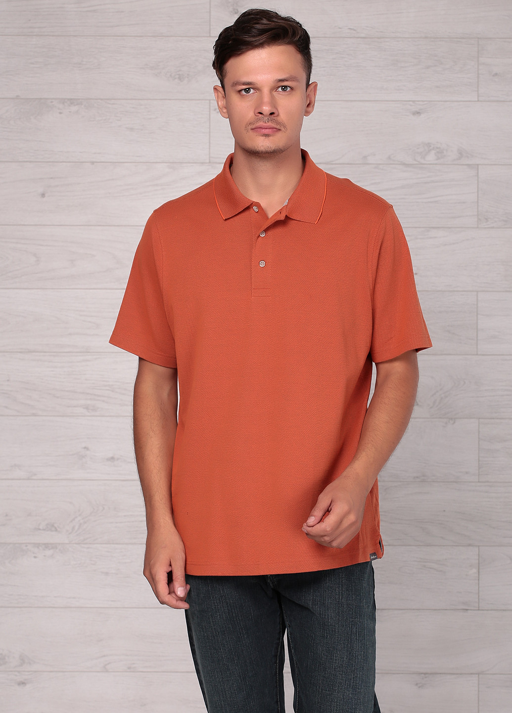 Оранжевая футболка-поло для мужчин Eddie Bauer однотонная