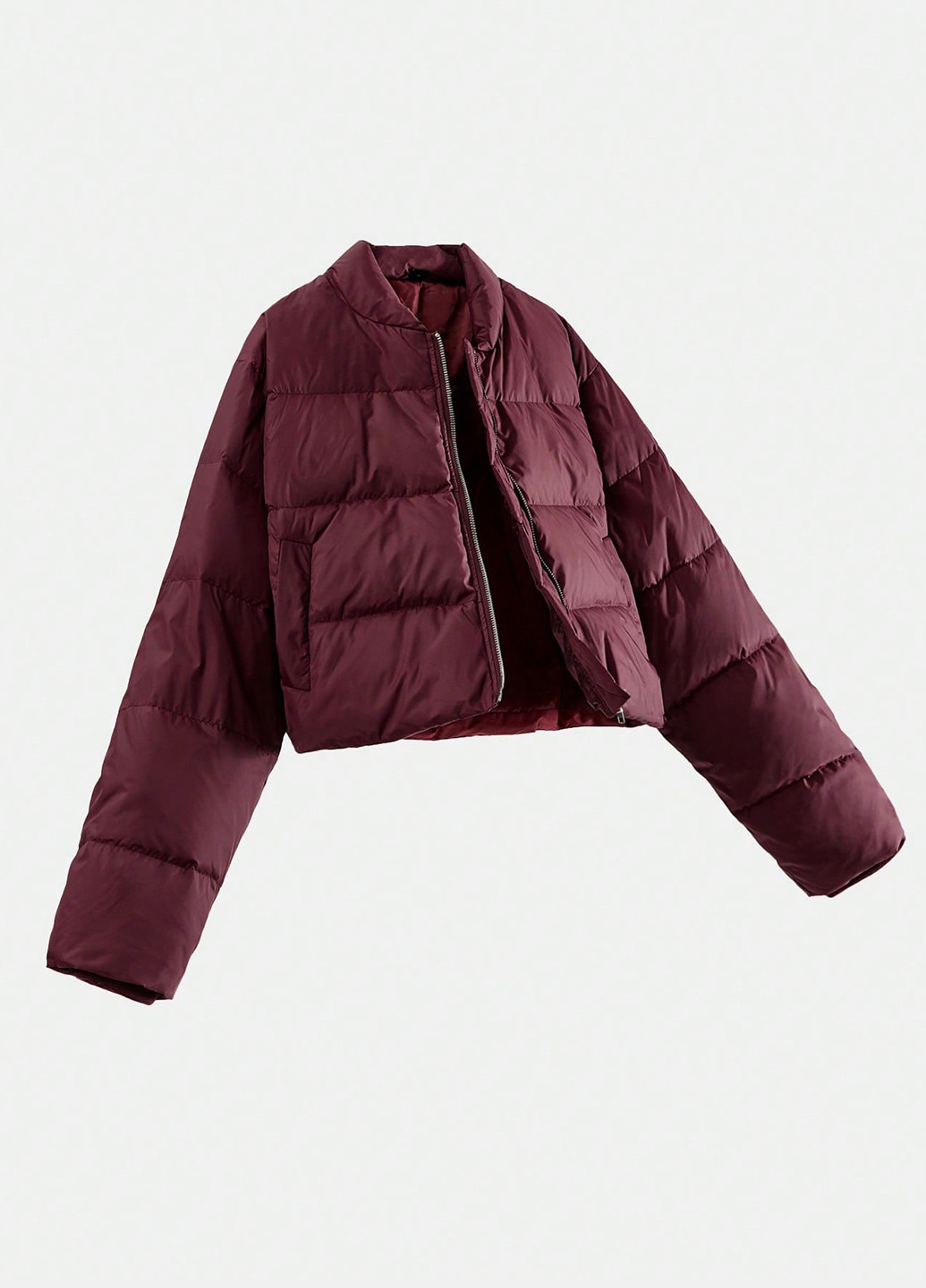 Бордовый демисезонный Пуховик SHEIN