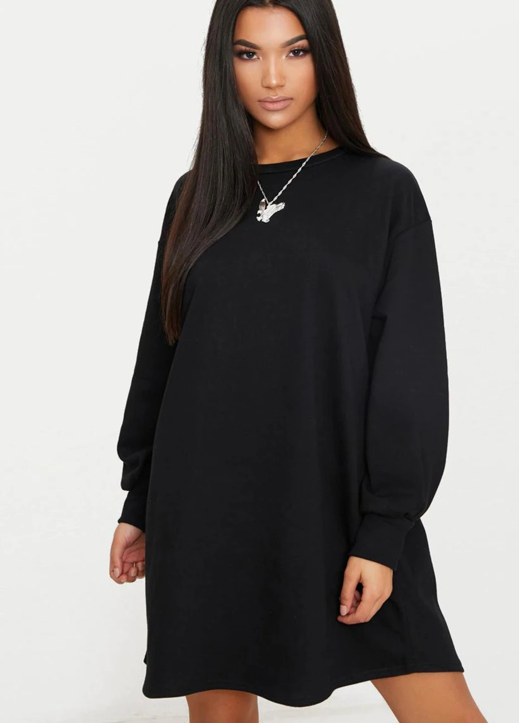 Черное кэжуал платье PrettyLittleThing однотонное