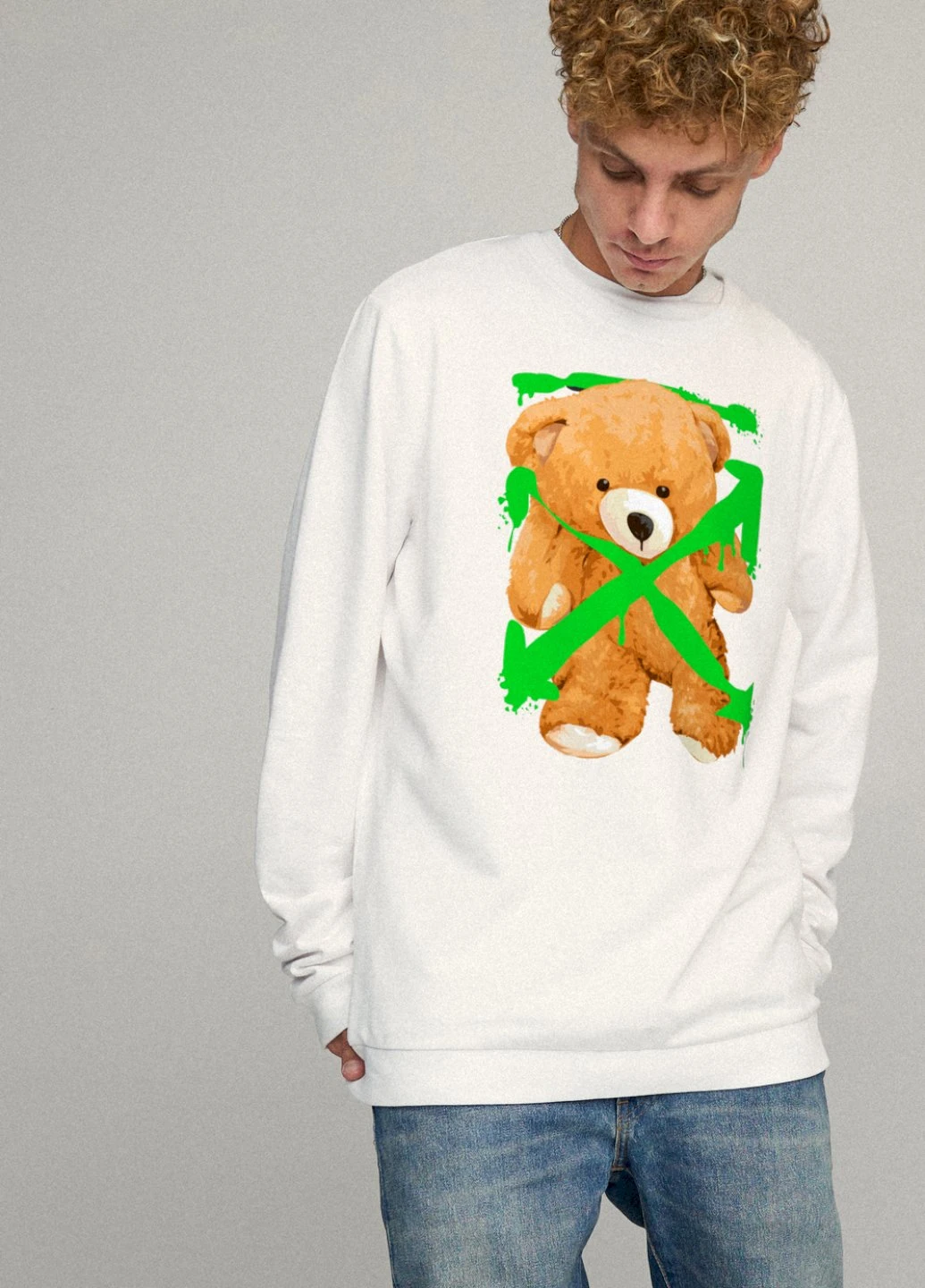 Белый свитшот мужской oversize /no flis/ YAPPI рисунок (251791386)