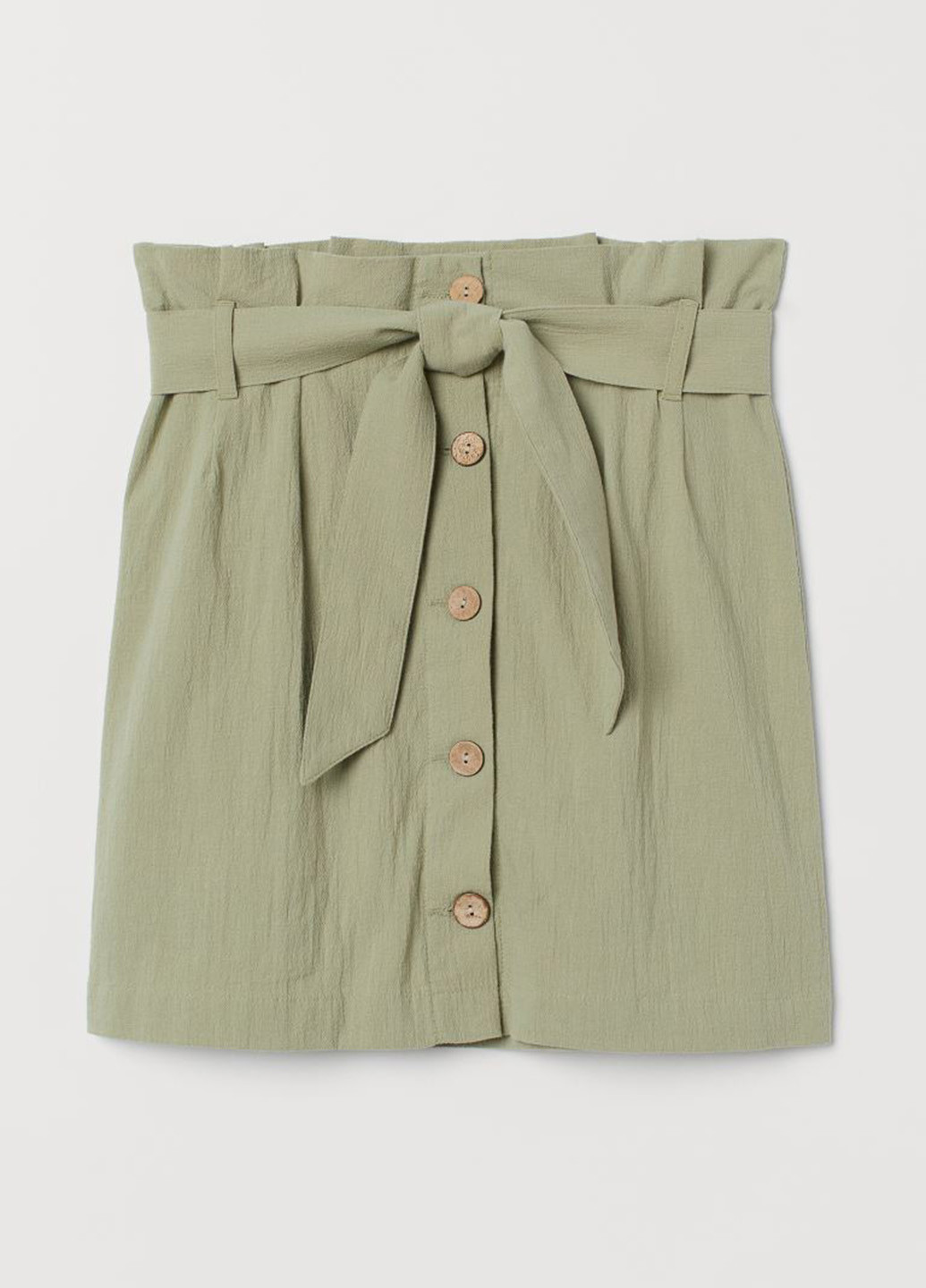 Оливковая кэжуал однотонная юбка H&M клешированная
