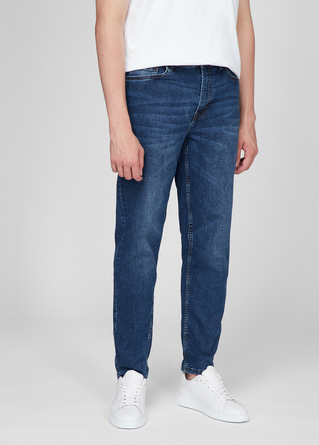 Синие демисезонные зауженные джинсы Denim Project