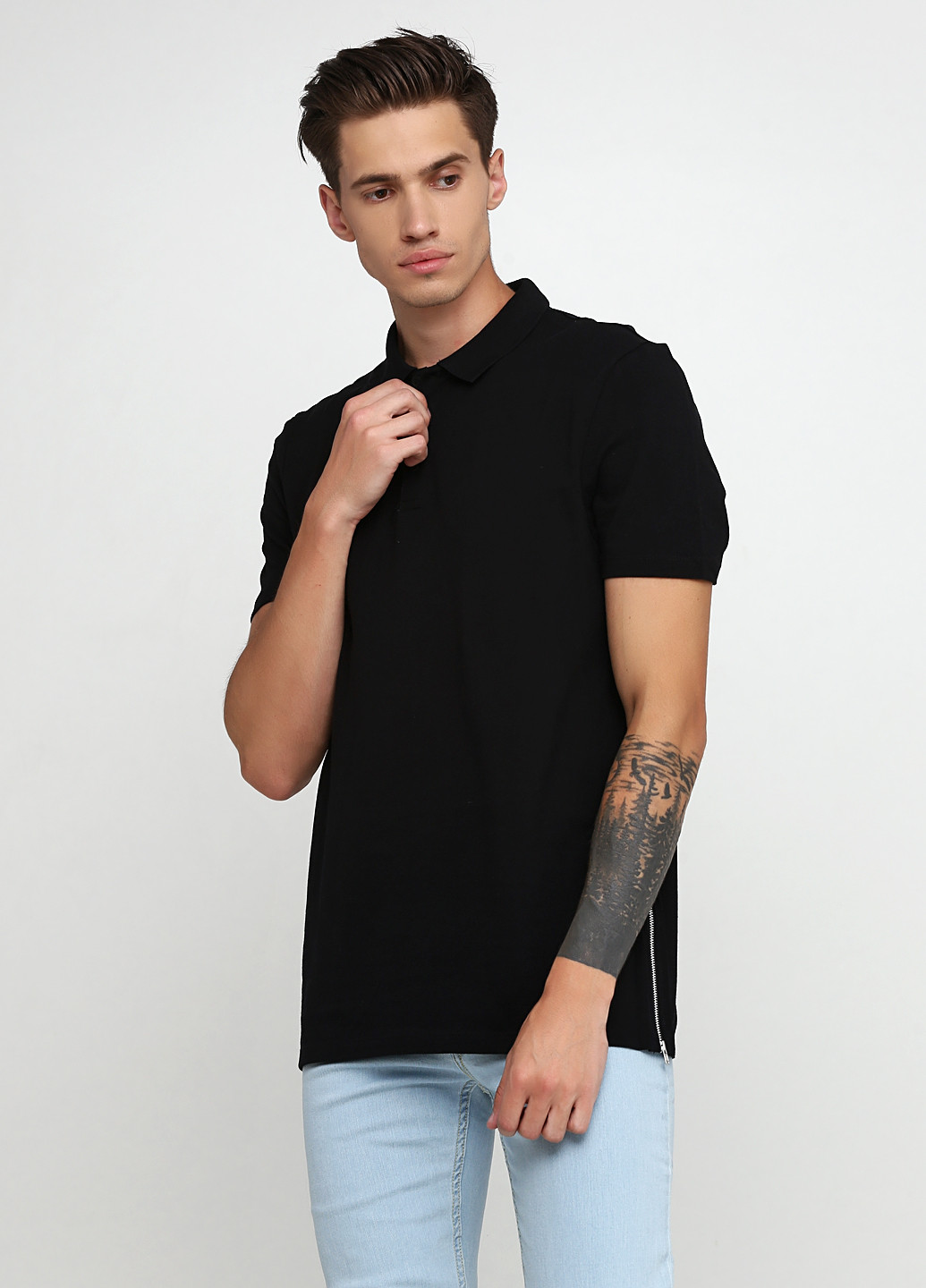 Черная футболка-поло для мужчин Asos однотонная