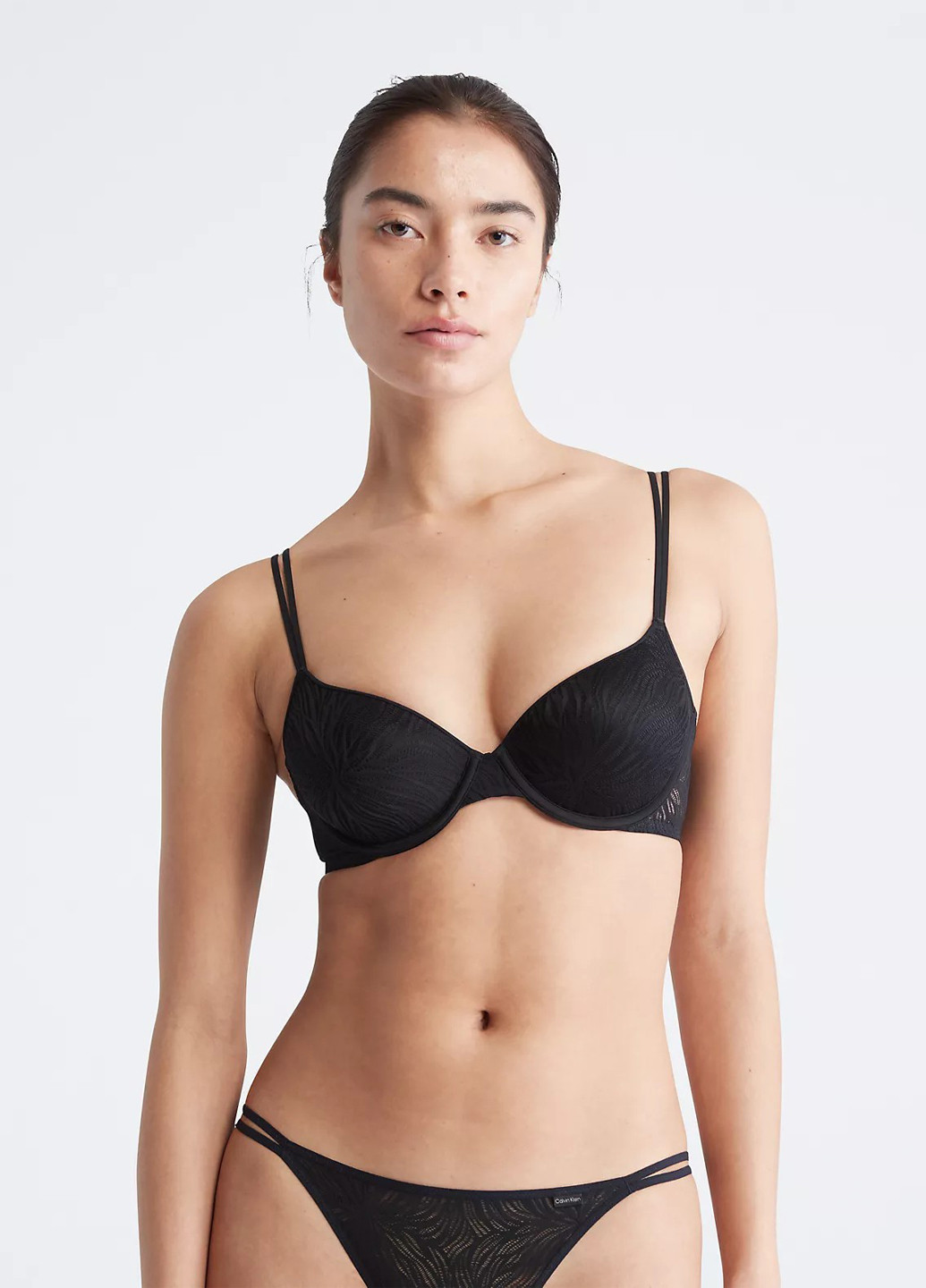 Чёрный бюстгальтер Calvin Klein с косточками нейлон