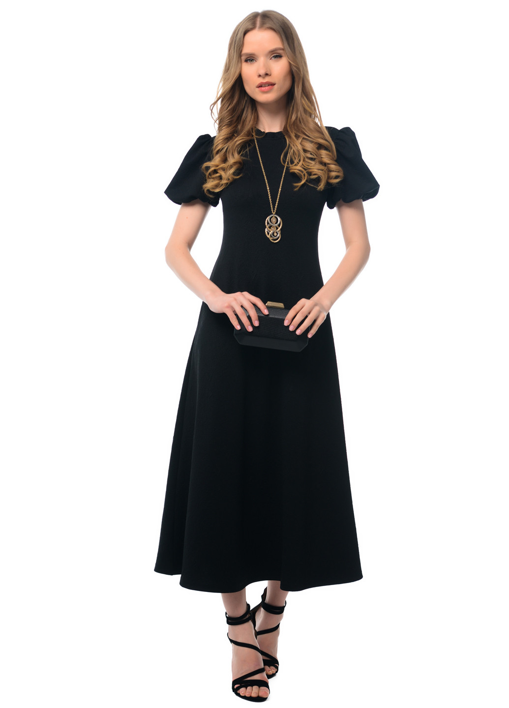 Черное кэжуал платье GENEVIE однотонное