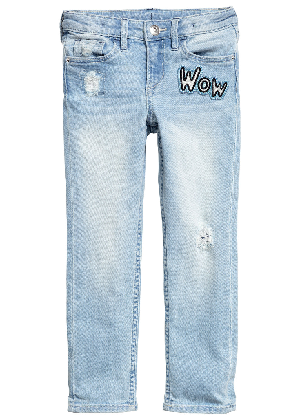 Джинси H&M прямі написи світло блакитні джинсові