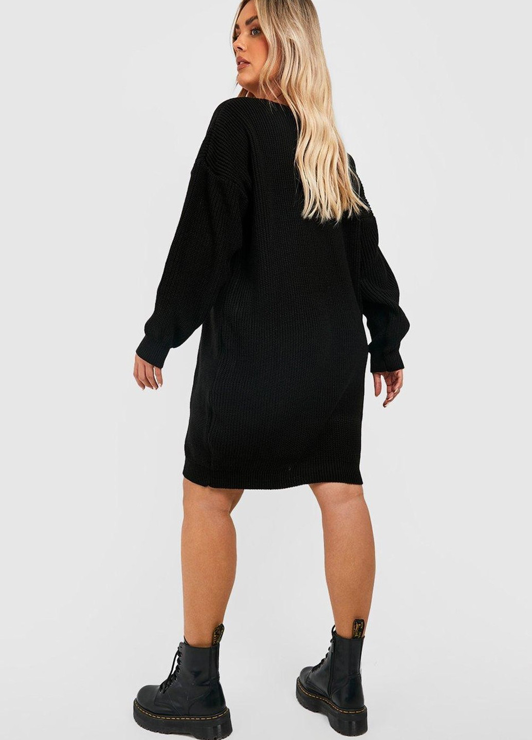 Черное кэжуал платье платье-свитер Boohoo однотонное