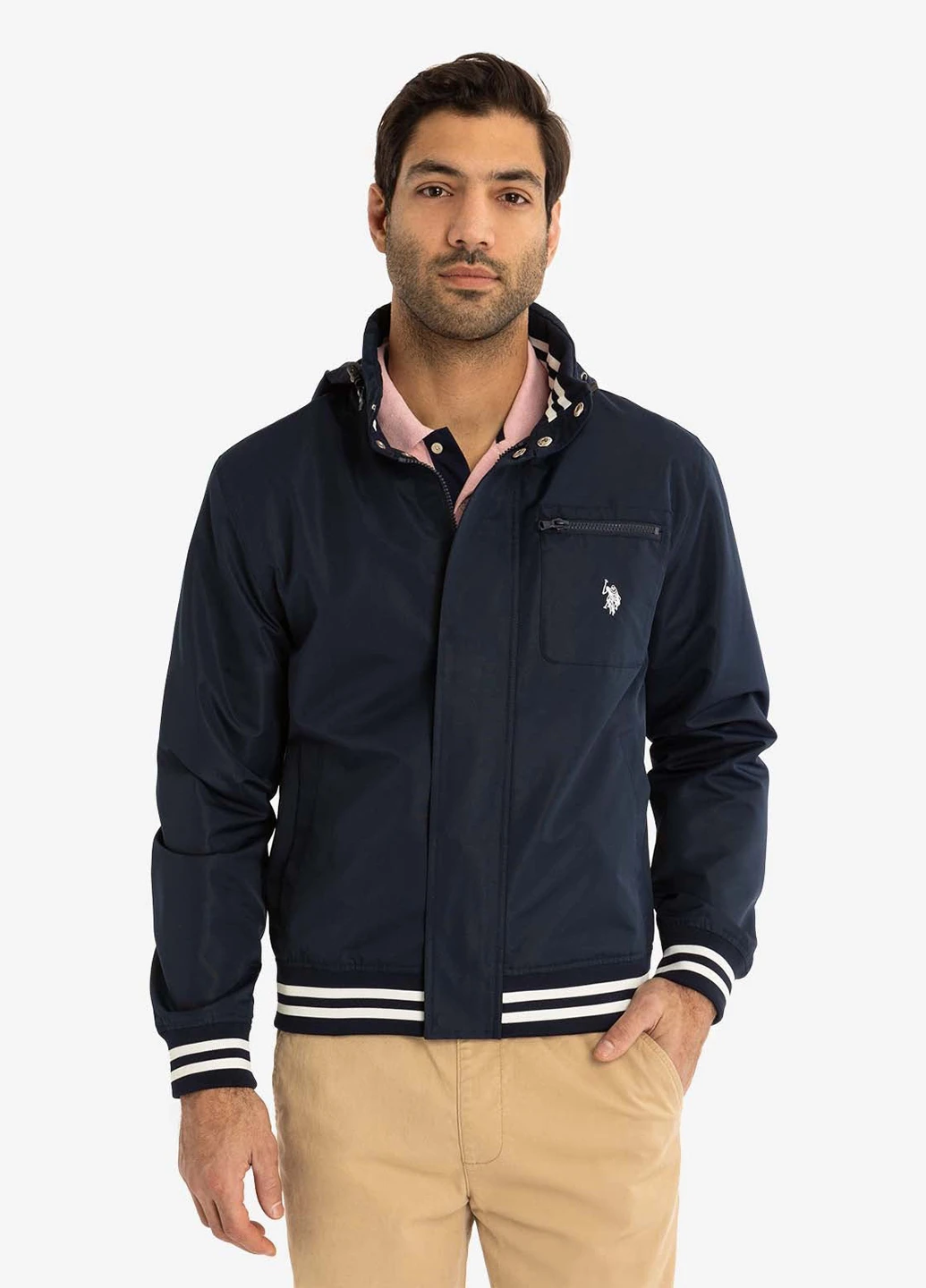 Темно-синя демісезонна вітровка U.S. Polo Assn.