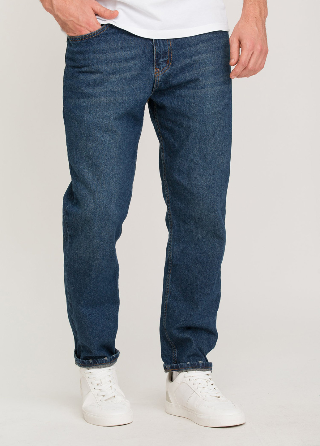 Темно-синие демисезонные прямые, мом фит джинсы Trend Collection
