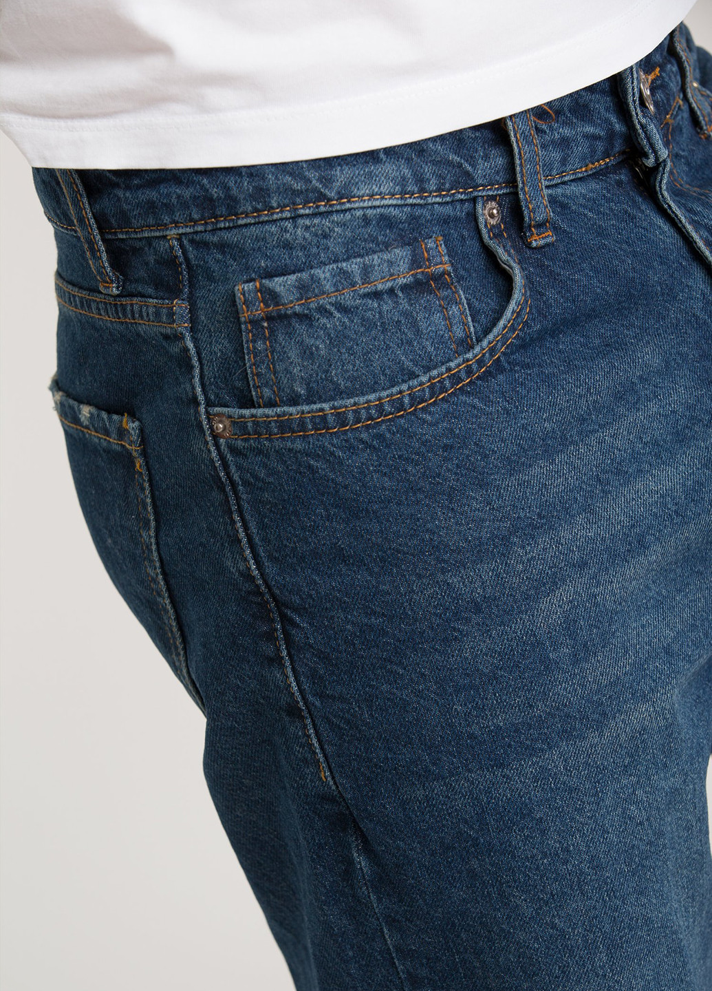 Темно-синие демисезонные прямые, мом фит джинсы Trend Collection