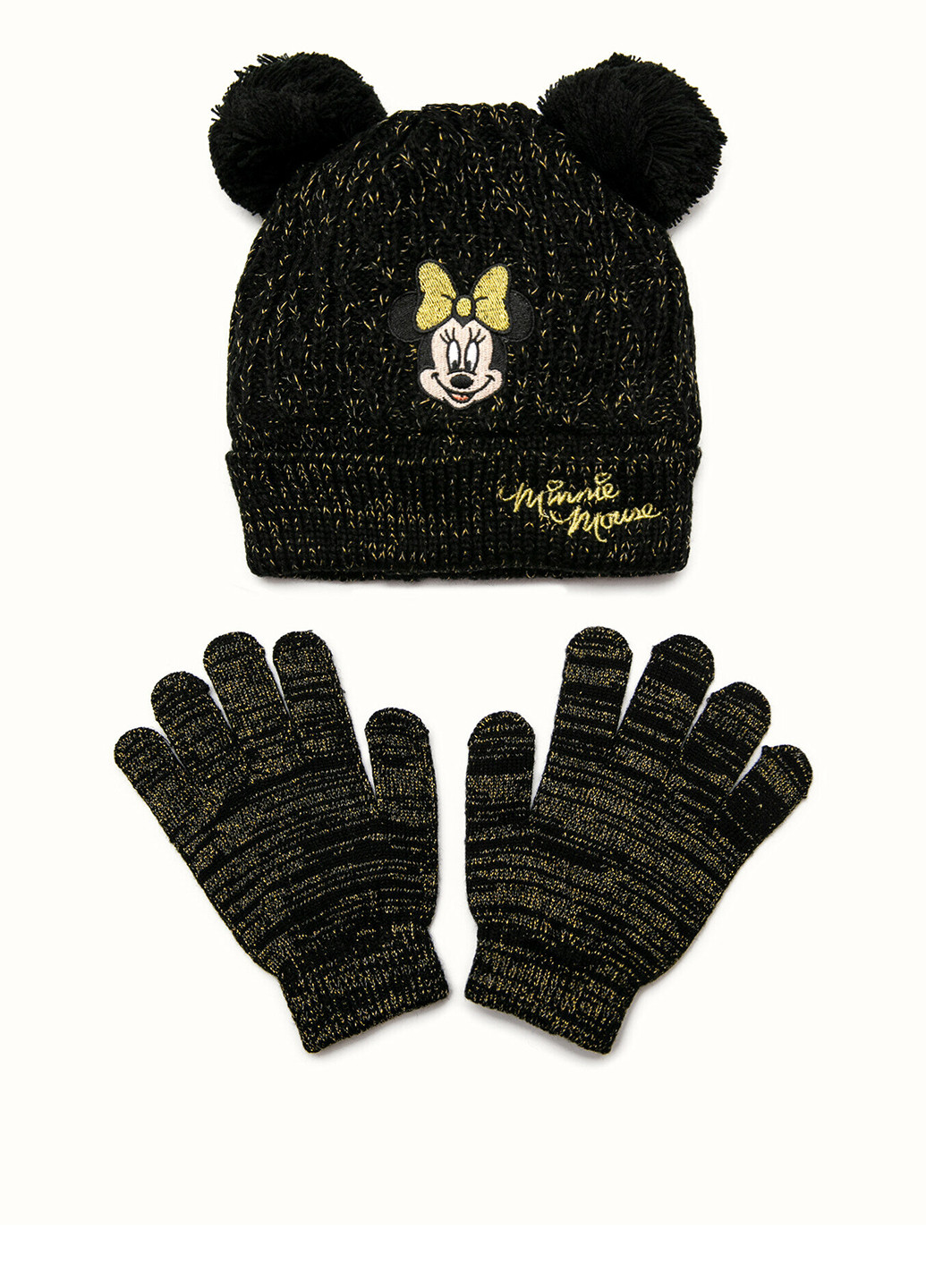 Комплект (шапка, перчатки) KOTON шапка + перчатки персонажи чёрные кэжуалы акрил