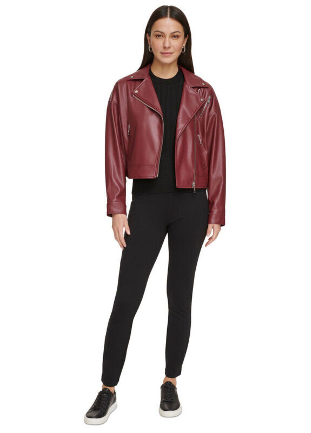 Бордовая демисезонная куртка косуха DKNY