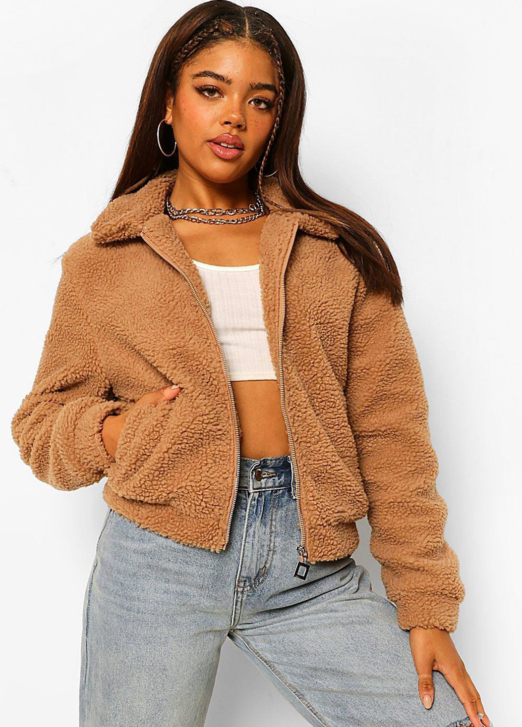 Светло-коричневая демисезонная куртка Boohoo