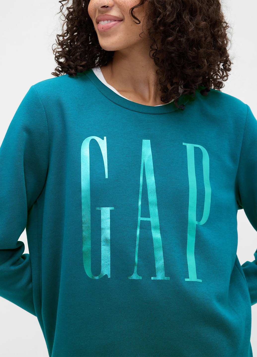 Бірюзовий світшот Gap логотип без декору (370302281)