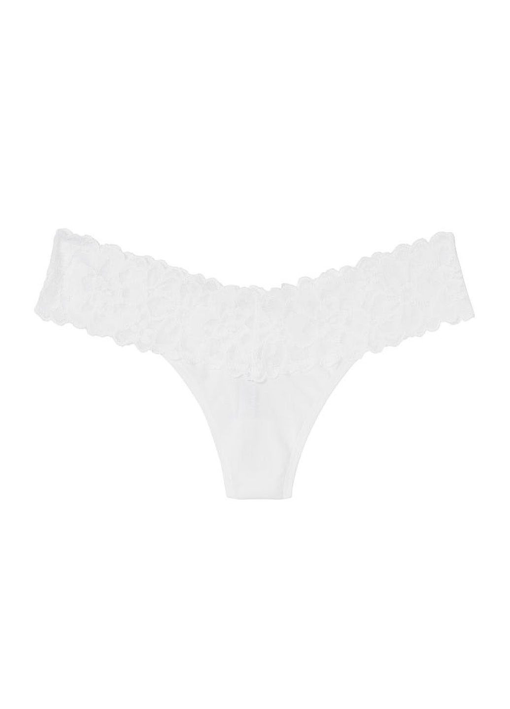 Труси Victoria's Secret стрінги однотонні білі повсякденні бавовна, мереживо