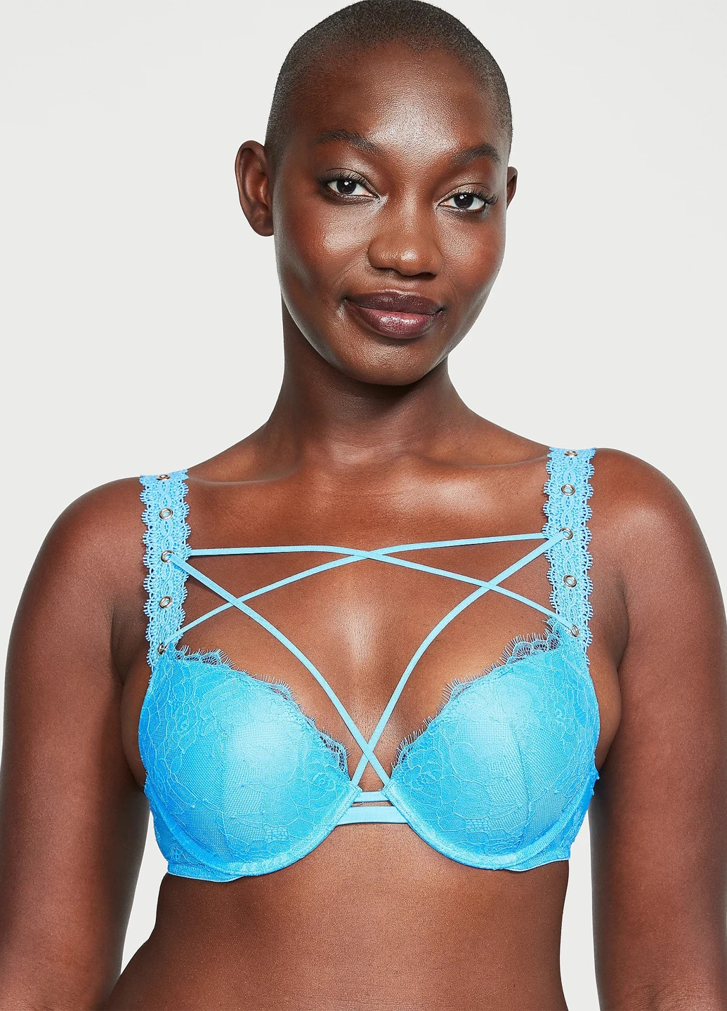 Голубой бюстгальтер Victoria's Secret с косточками полиамид