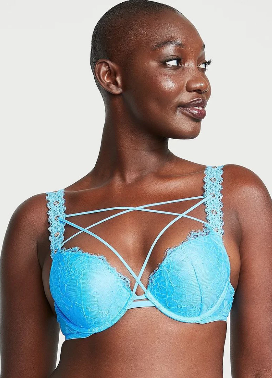 Голубой бюстгальтер Victoria's Secret с косточками полиамид