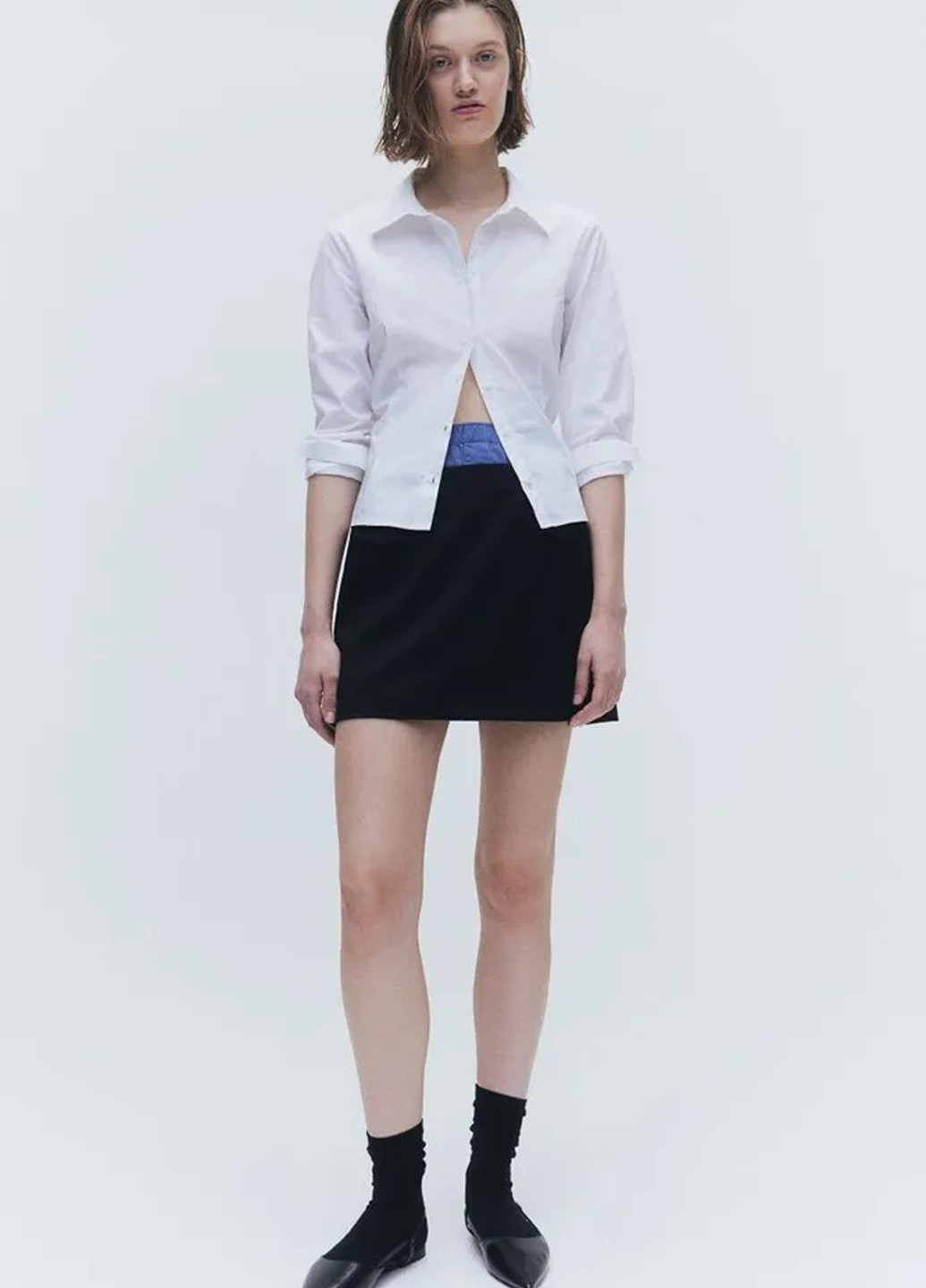 Белая кэжуал рубашка однотонная H&M