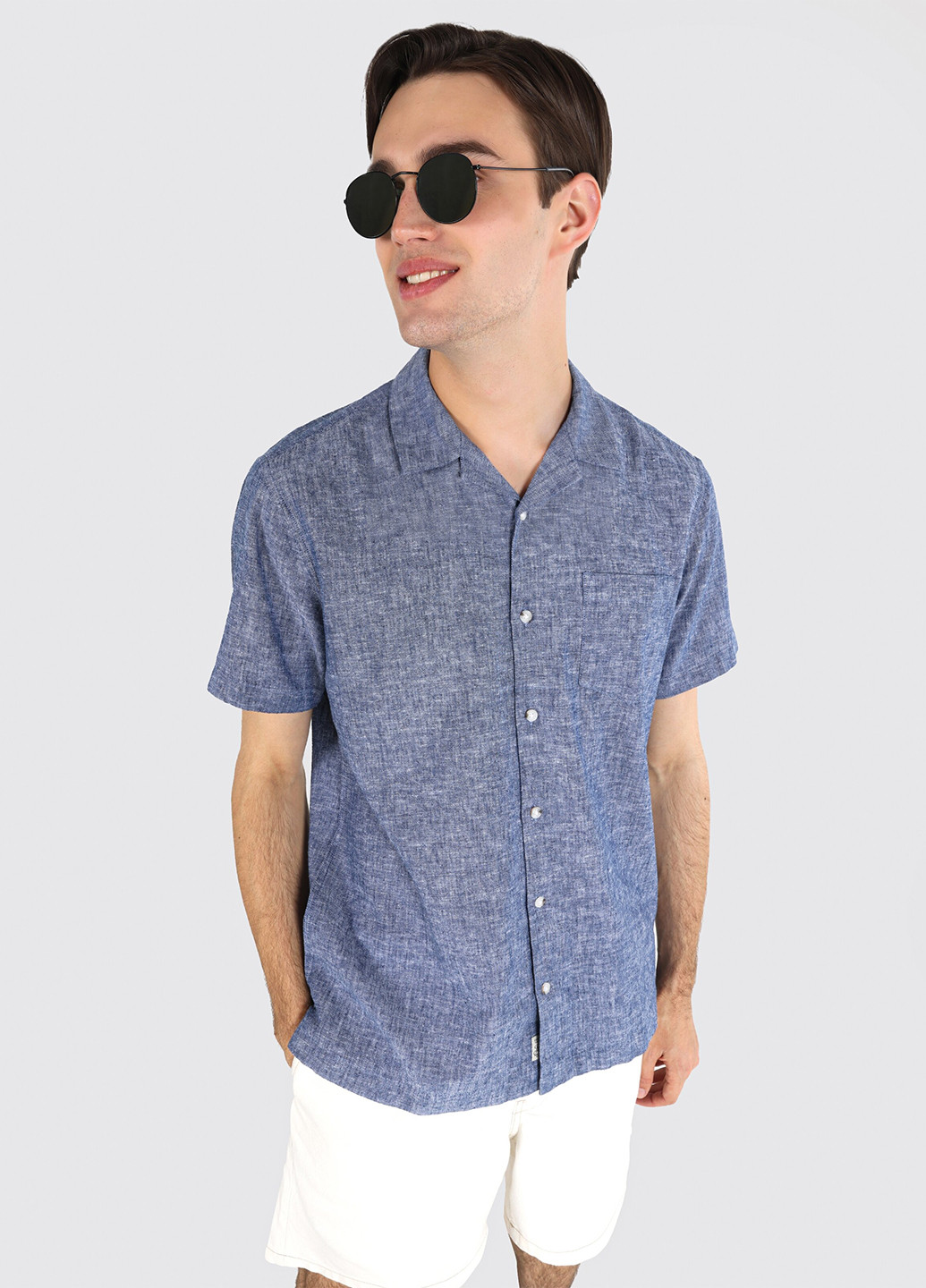 Индиго кэжуал рубашка меланж Colin's