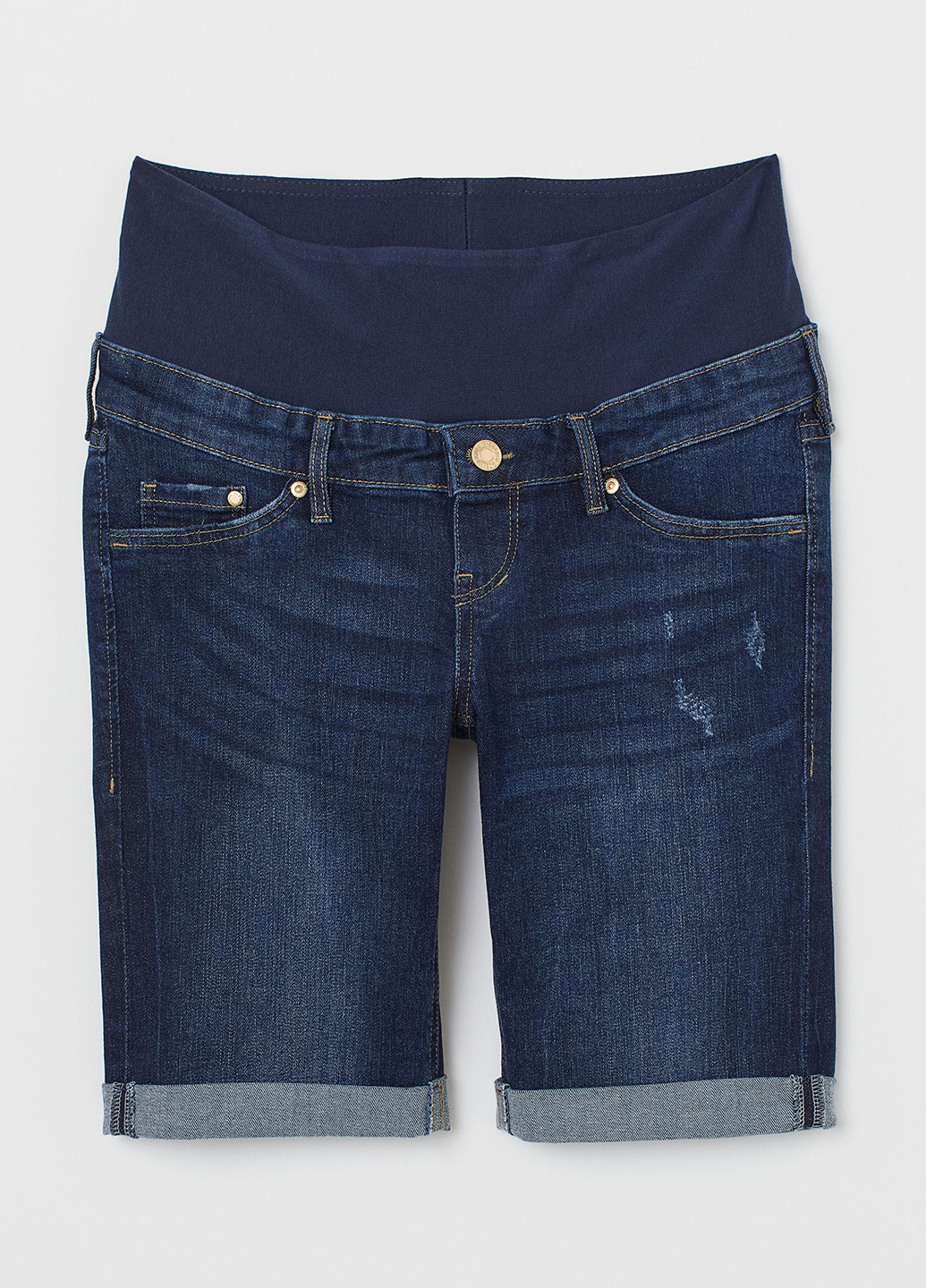Шорти для вагітних H&M однотонні темно-сині джинсові бавовна