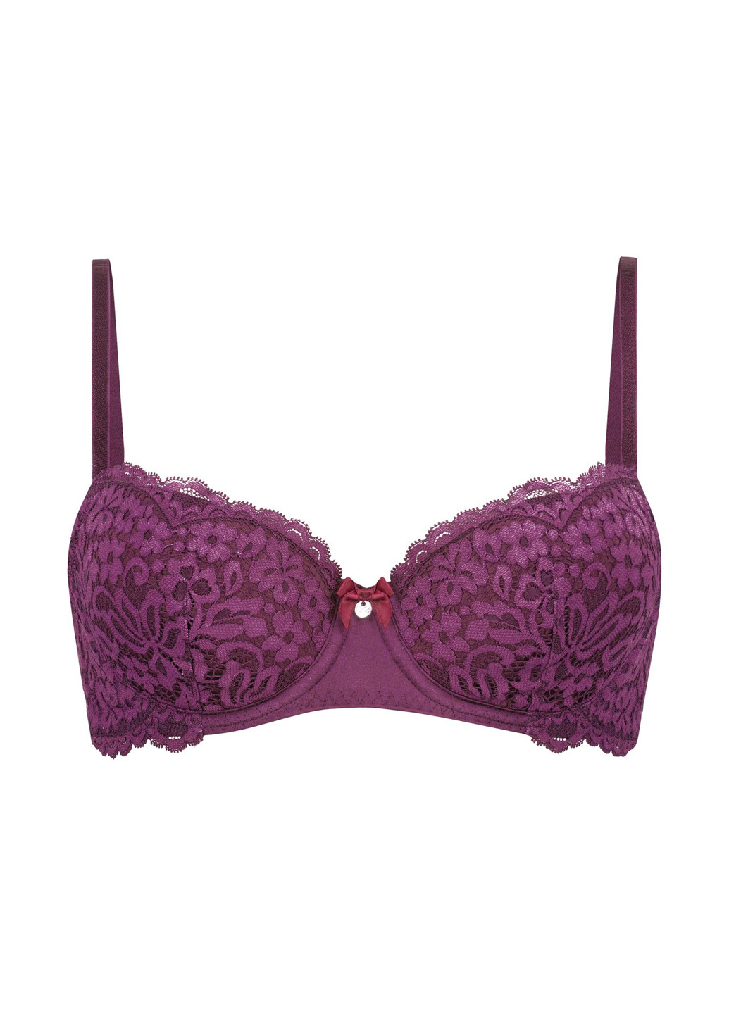 Темно-вишневый балконет бюстгальтер Hunkemoller с косточками полиэстер, кружево