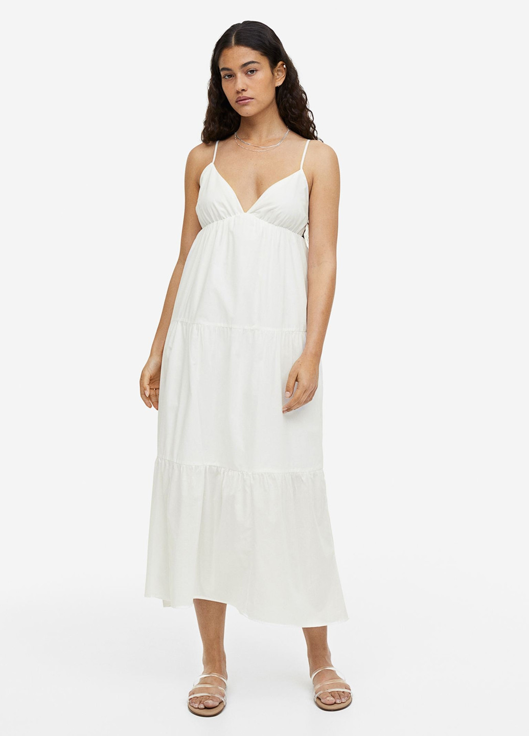 Белое кэжуал сарафан клеш H&M однотонное